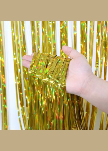 Дождик на фотозону с голограммой 1 м на 1 м золотистый Jannet Дощик (316336821)