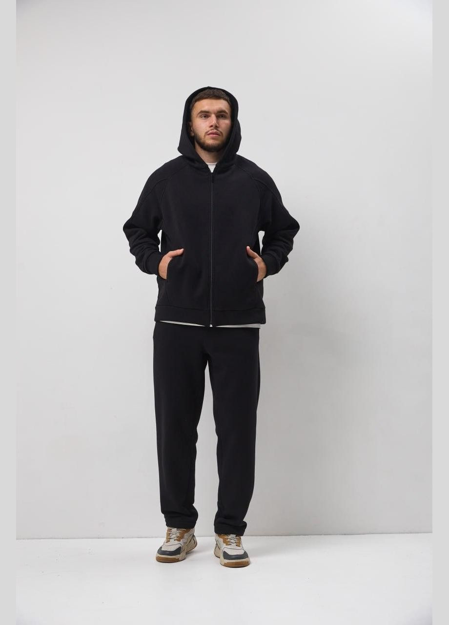 Чоловічий спортивний костюм, кофта на замку, НЕ КОШЛАТИТЬСЯ Україна S M L XL 2XL чорний OBR (303772672)