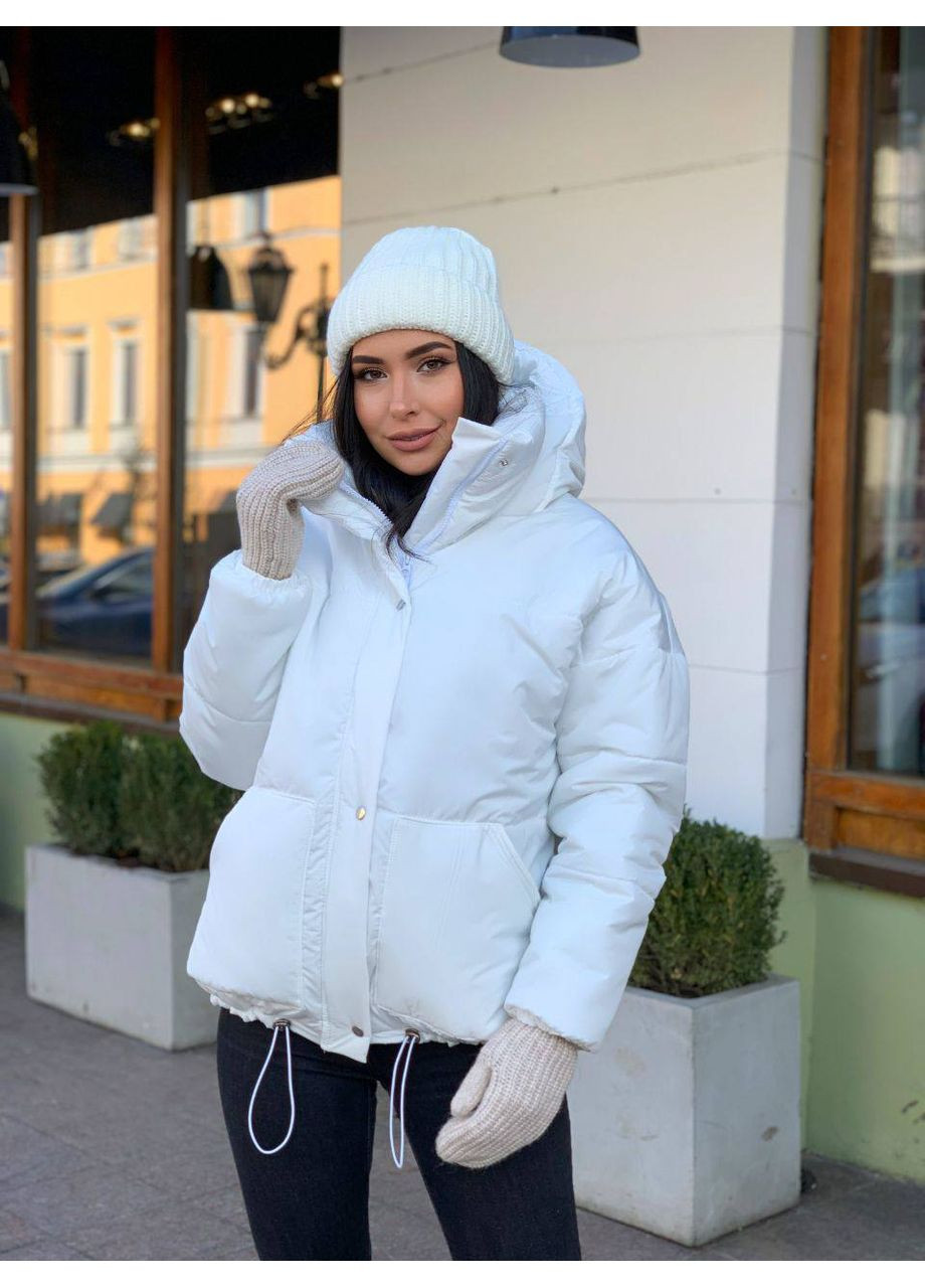 Біла зимня 🧥 зимова куртка на синтепоні 250 DK/DL Мода без кордонів
