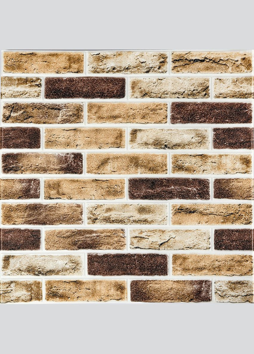 Самоклеюча 3D панель під цеглу клінкер пісочний 700x700x4мм (415) SW-00000770 Sticker Wall (316101194)