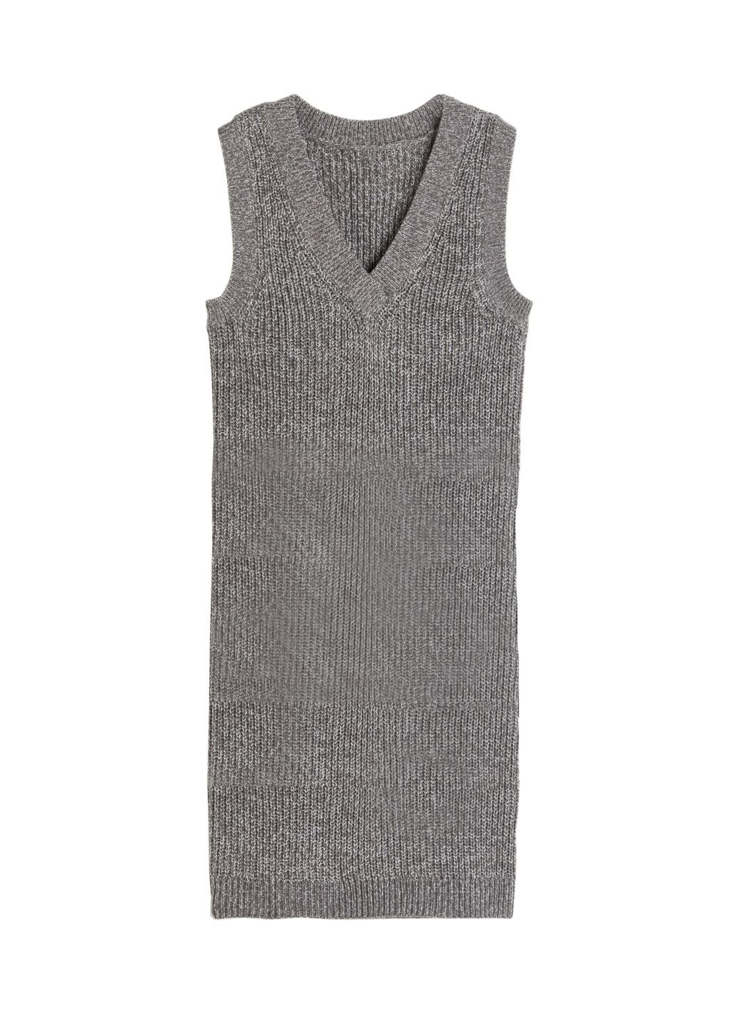 Серое платье вязаное H&M меланжевое