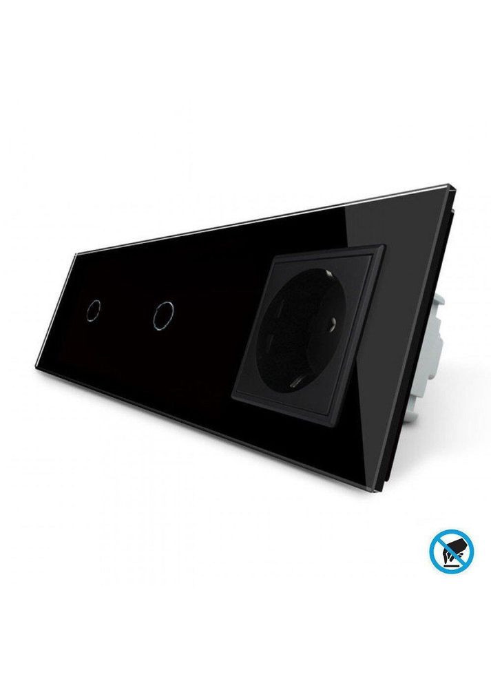 Безконтактний вимикач 2 сенсора (1-1) 1 розетка чорний скло (VL-C701/C701/C7C1EU-PRO12) Livolo (370985070)