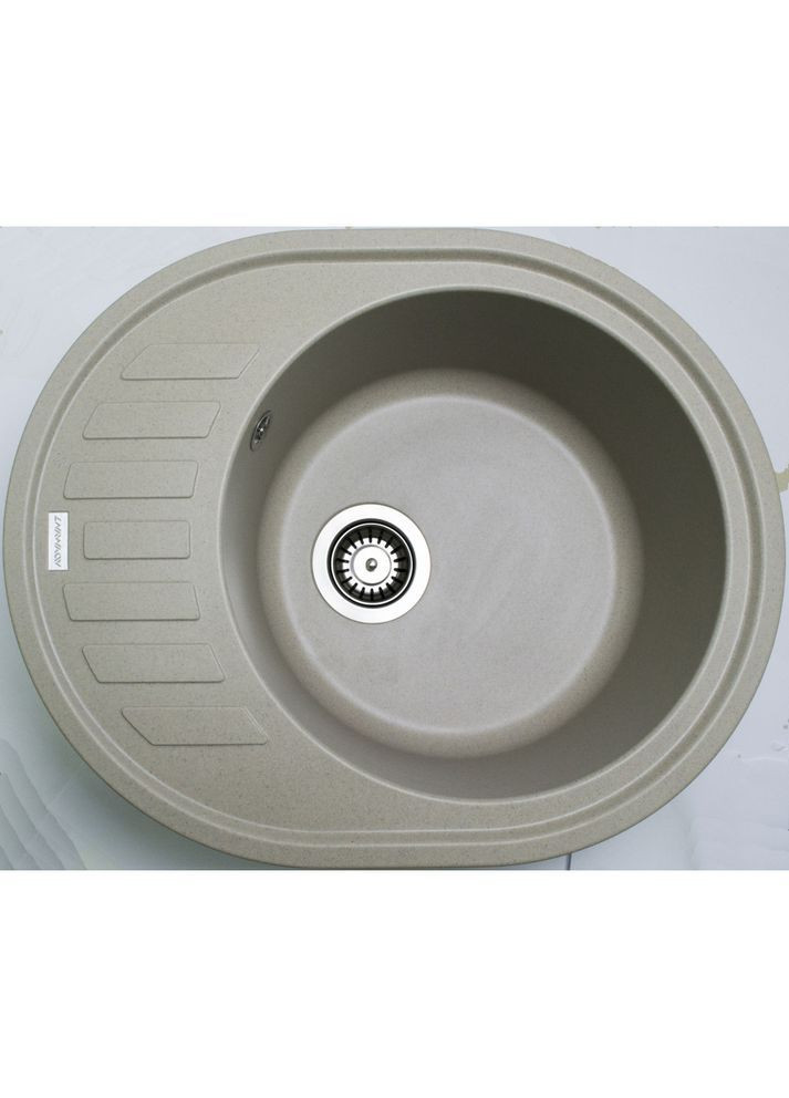Кухонная мойка из искусственного камня/кварцевая 615х495х200 мм, овальная OVUM Сахара Бежевый (30520615495) Adamant (368157211)
