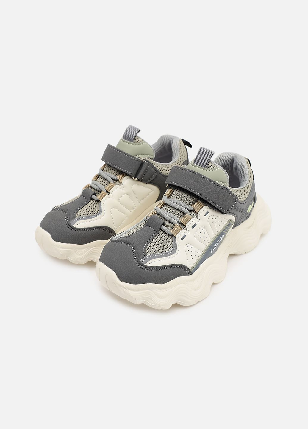 Серые демисезонные кроссовки для мальчика, на плоской подошве цвет серый cb-00273734 Kimboo