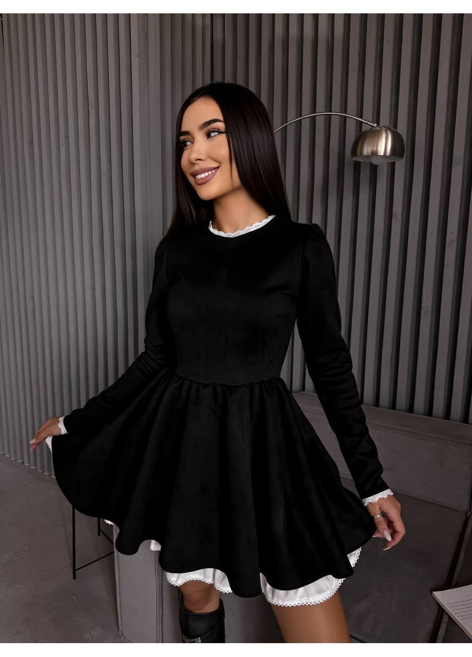 Чорна святковий сукня з знімною нижньою юбкою з спідницею-сонце No Brand