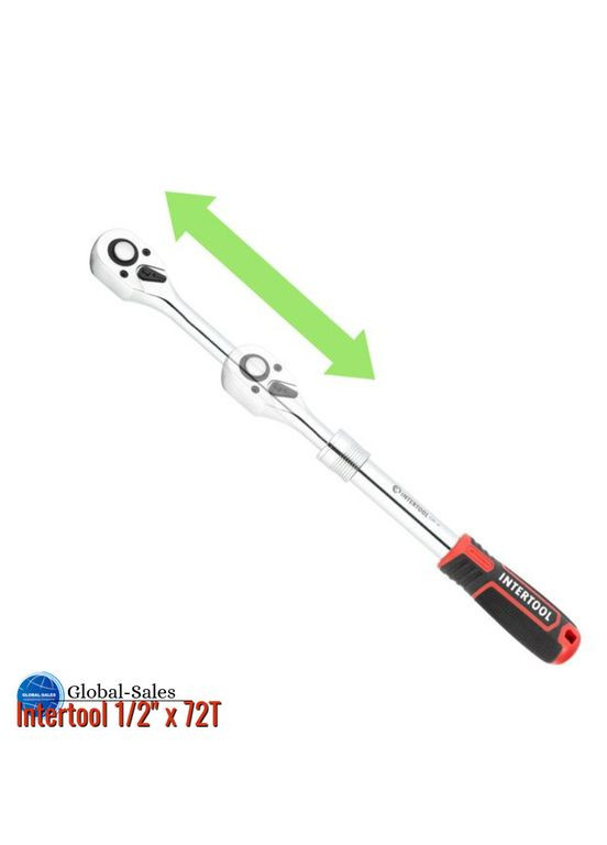 Ключ тріскачковий (ручка з храповим механізмом) 1/2" x 72T телескопічний Storm (ET-8006) Intertool (353493860)