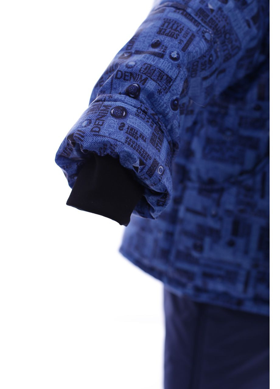 Синий зимний комбинезон на синтепоне с принтом denim оригинал синий см (41626) BABYKROHA