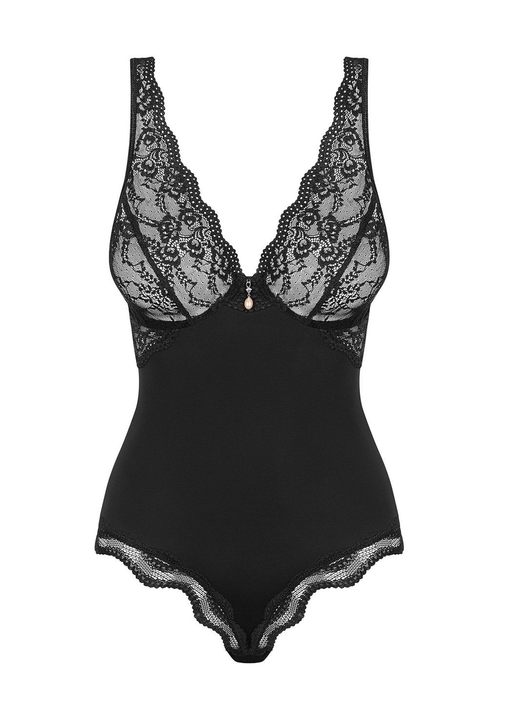 Чорний демісезонний боді з мереживом luvae Obsessive