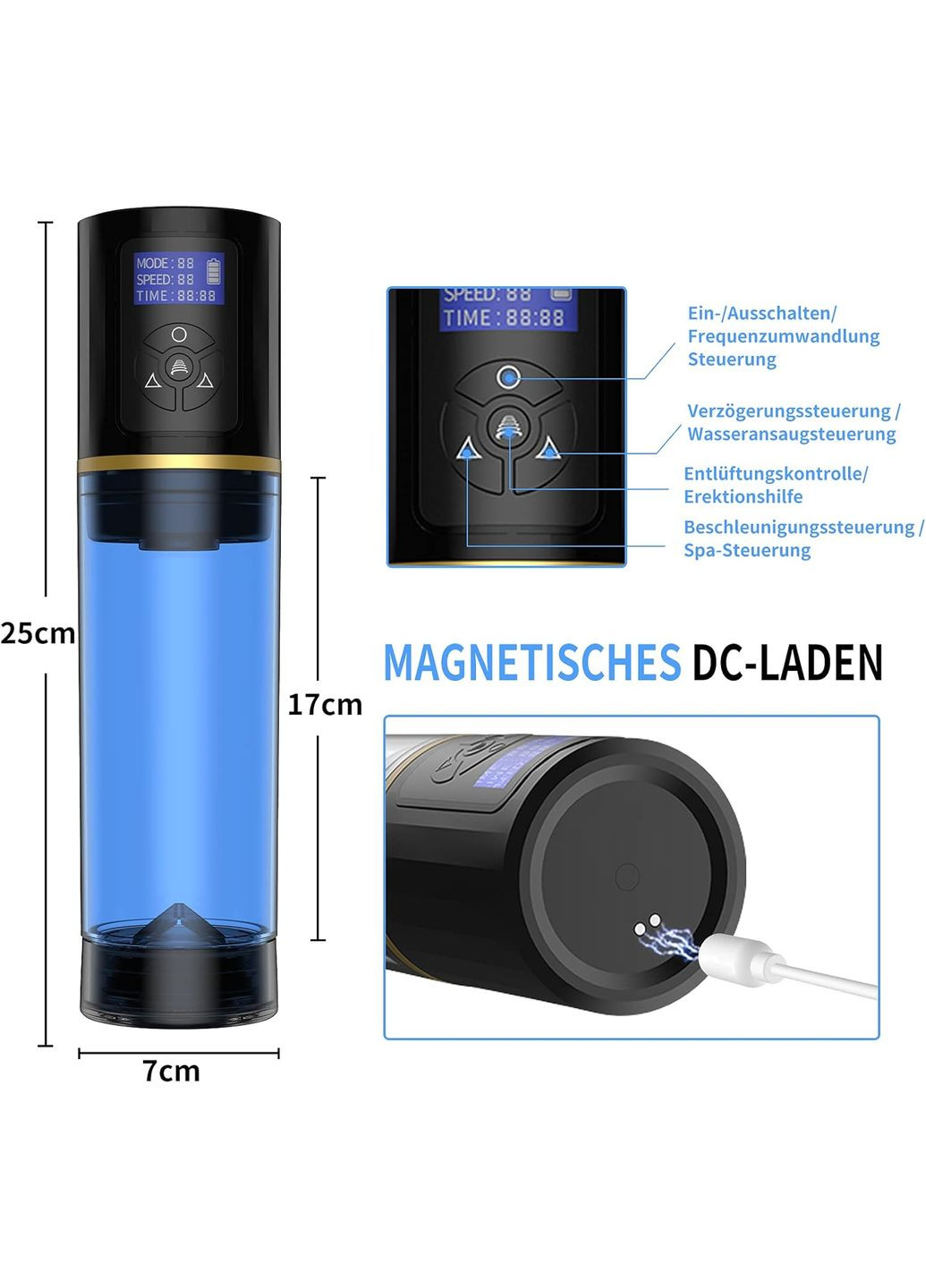 Вакуумный массажный насос для мужского роста Extended Water Pump Growth Pump 2 в 1 ED насос 30 см Unbranded (315137543)