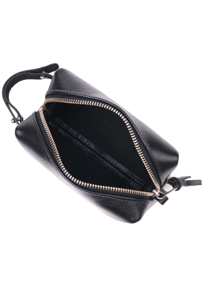 Невелика косметичка з гладкої шкіри на блискавці Україна 16761 Чорна Grande Pelle (298567267)