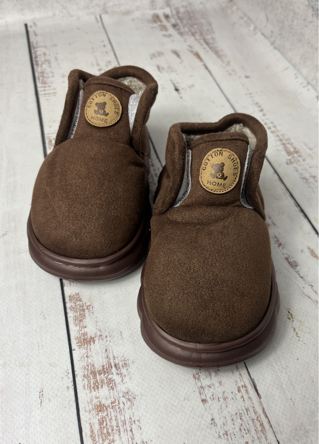 Коричневые тапочки домашние детские -lu коричневый (1217-3) Lion