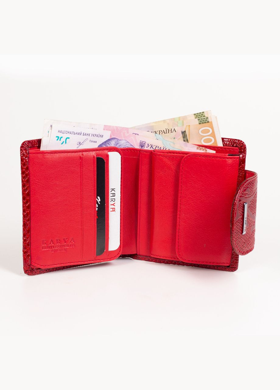 Маленький жіночий гаманець шкіряний червоний 1052019 Karya (261481847)
