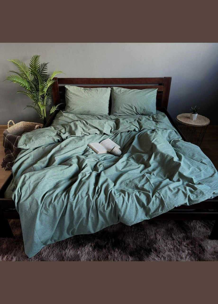 Постельное белье Washed Cotton Однотонный Двуспальный 180 x 220 Вареный хлопок Оливкова 50 х 70 No Brand (307361397)
