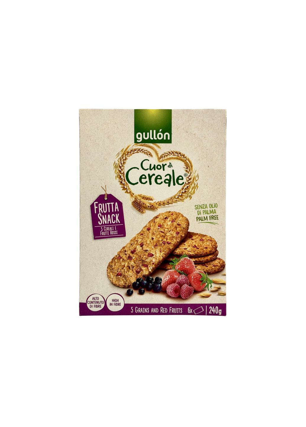 Злаковое печенье с ягодами e cuor di cereale frutta snack, 240 г Gullon (369144685)