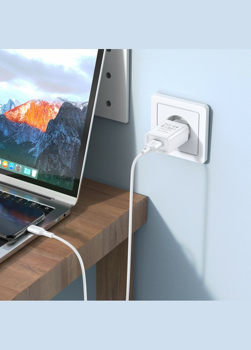 Мережевий зарядний пристрій single port charger 10.5W White (6974443385670) Borofone BA68A Glacier (325420825)