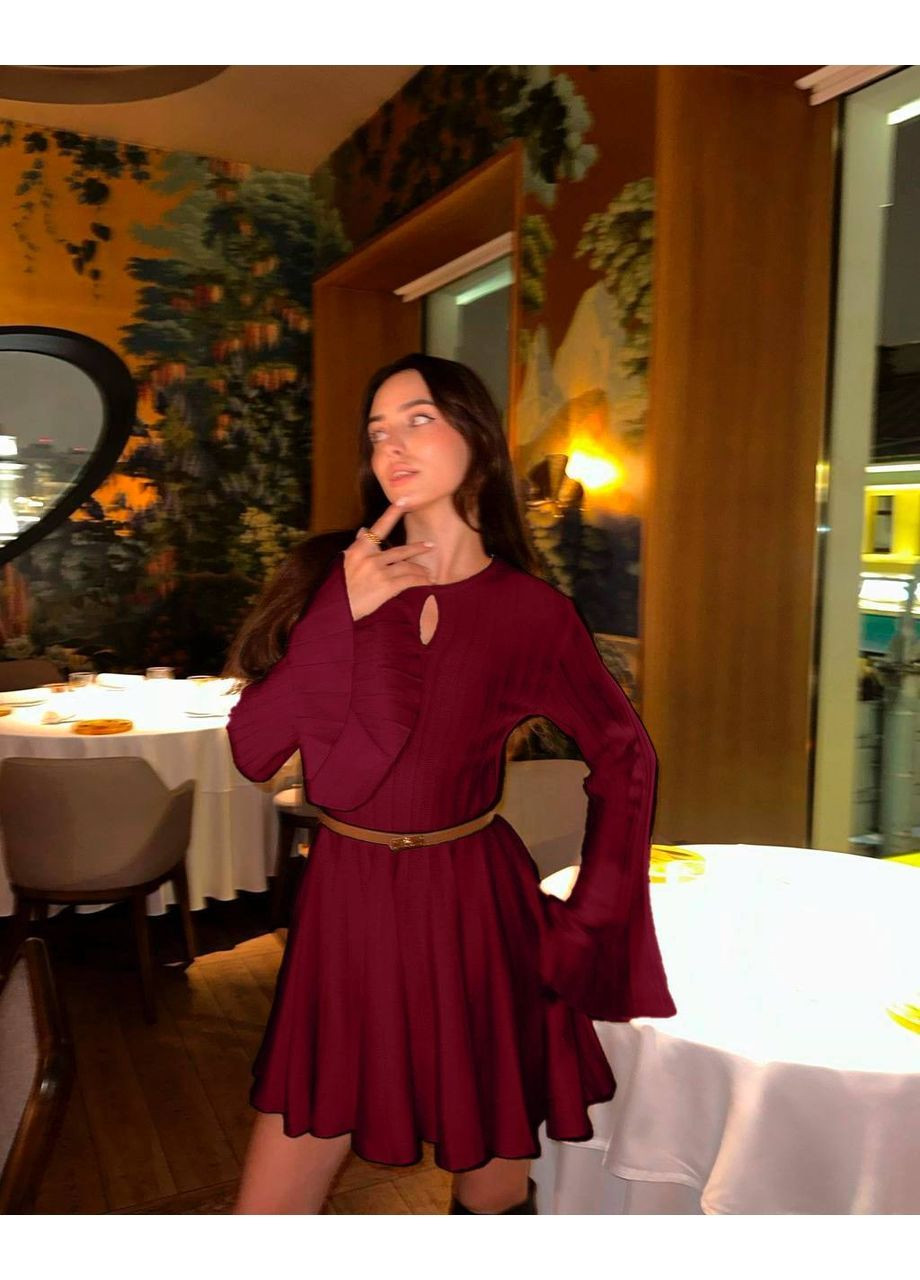 Бордовое платье женское молочного цвета No Brand