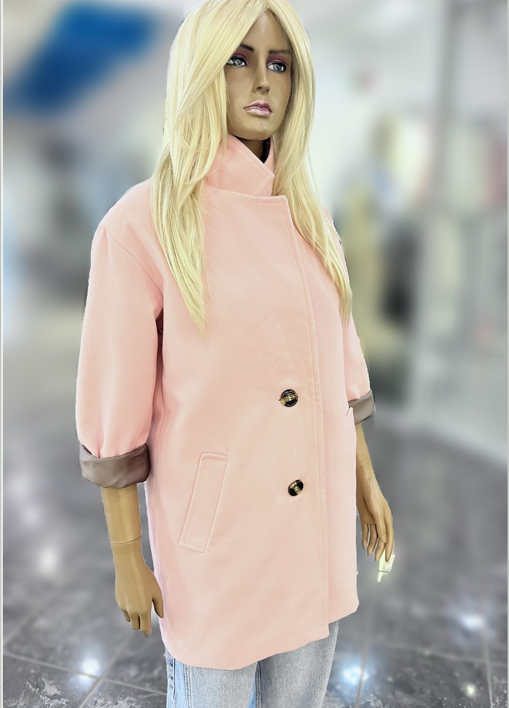 Пудрове демісезонне Шикарне пальто з органічної вовни. Якість люкс! оверсайз QUARTETTO