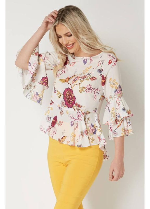 Кремова блузка з баскою Roman