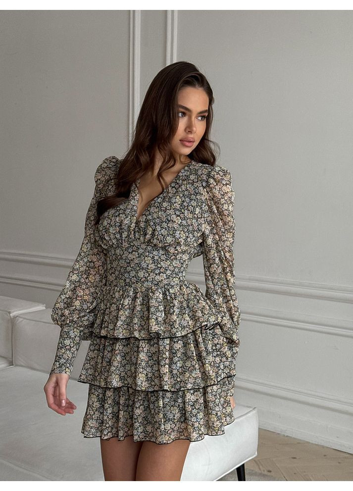 Жовтий сукня vikky колір квіти жовті та блакитні milirud