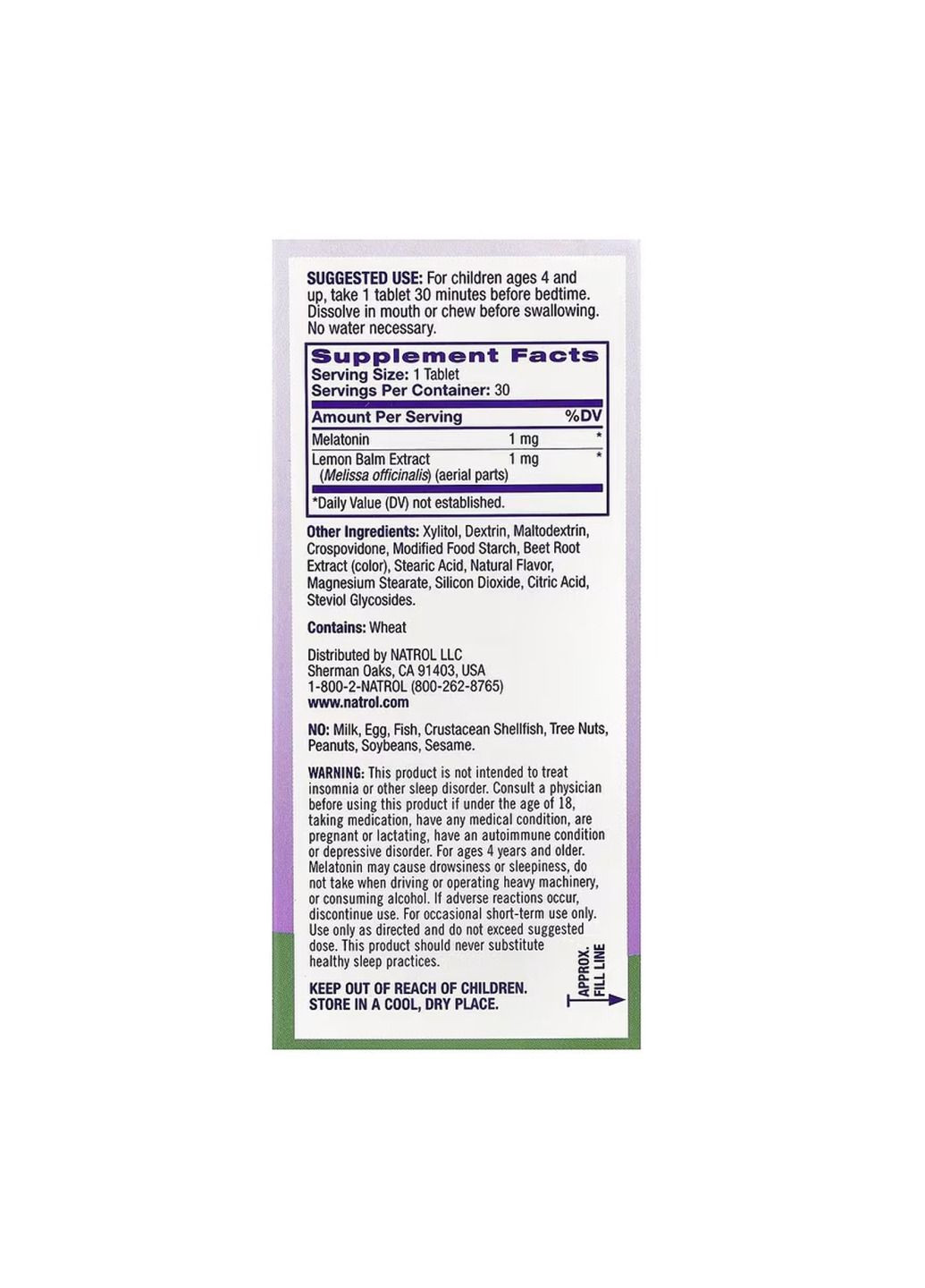 Мелатонин Kids Melatonin 1mg - 30 tabs Natrol (364201385)