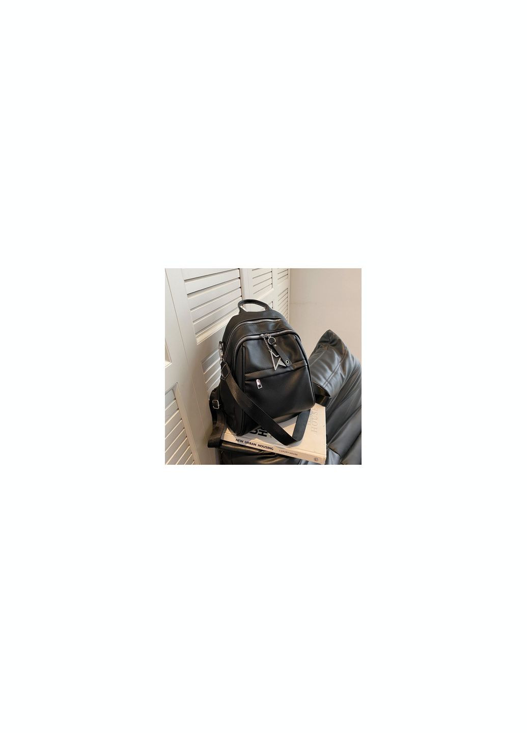 Жіночий рюкзак чорний міський з застібкою зірочка КиП (290683282)