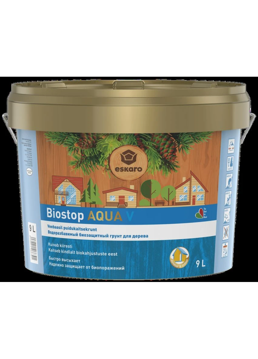 Пропитка (антисептик) Biostop Aqua V 9 л AURA (360882046)