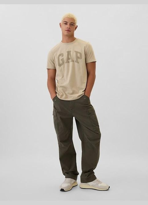 Чоловіча футболка Everyday Soft Logo бежева Gap (307356918)