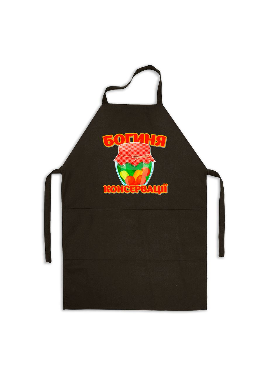 Фартук черный кухонный с оригинальным принтом в подарок "Богиня консервации" Кавун (316113912)