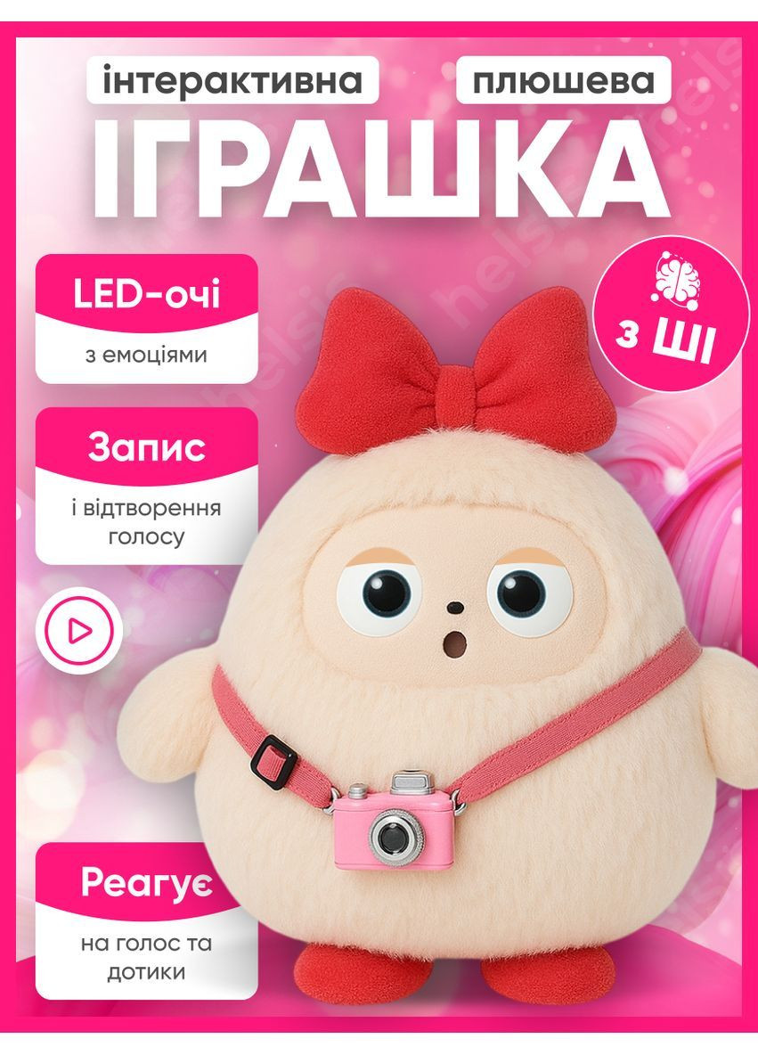 Іграшка з штучним інтелектом для дітей Kiki інтерактивна плюшева лабубу з ШІ розумна з адаптацією поведінки ProDobro 6 (369613013)