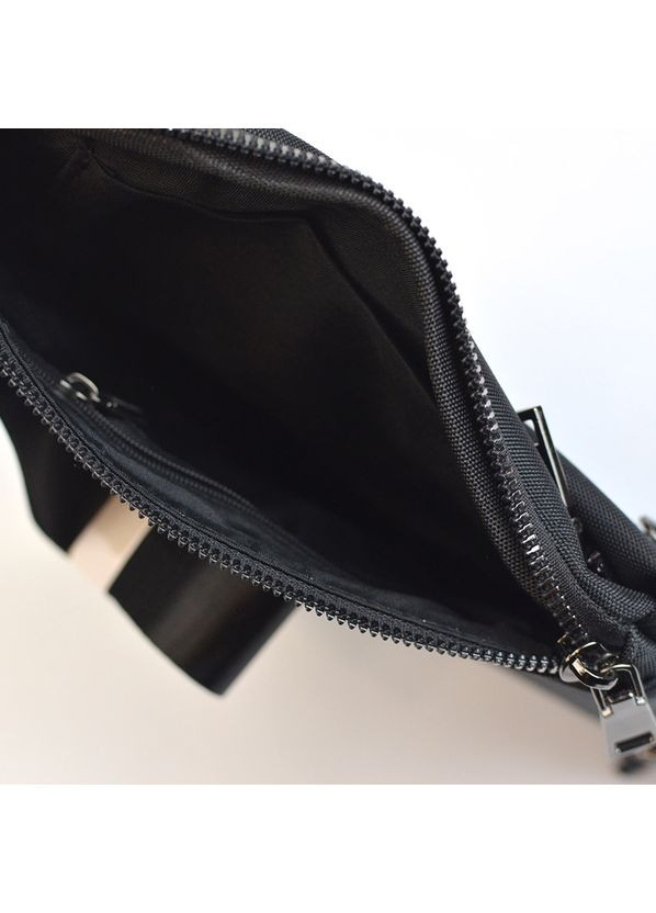 Чорна чоловіча текстильна сумка нагрудна слінг через плече на блискавці No Brand (348418410)