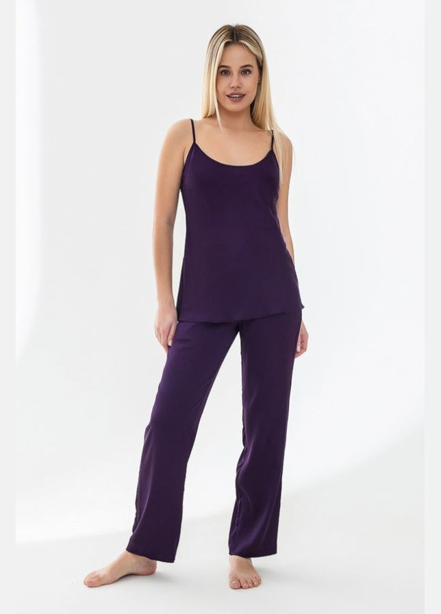 Фіолетова всесезон шовкова піжама зі штанами майка + штани German Volf Гелла 21004-4 violet