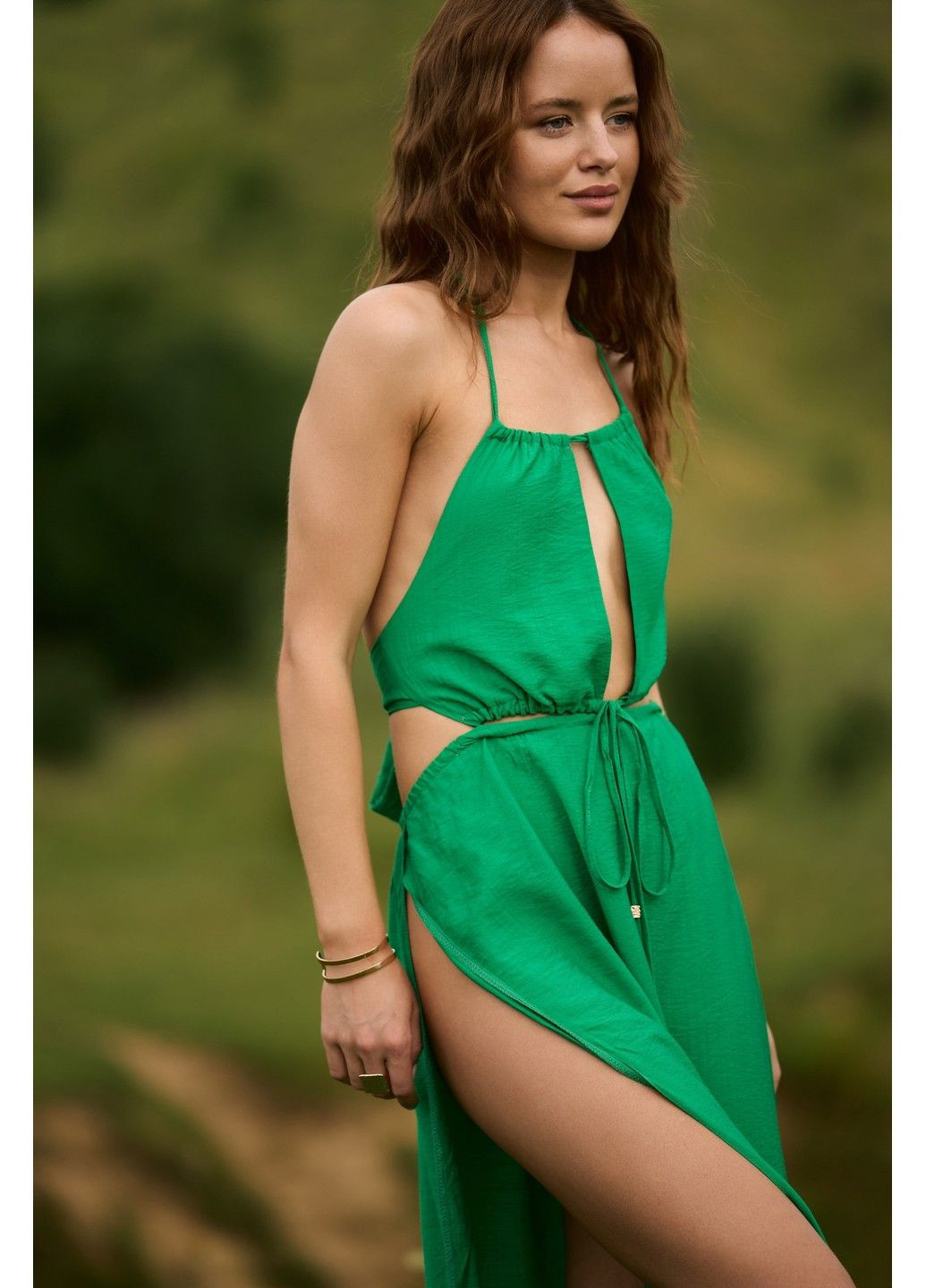 Зелена сукня жіноча на літо максі costa rica зелена з відкритою спиною Handy Wear однотонна