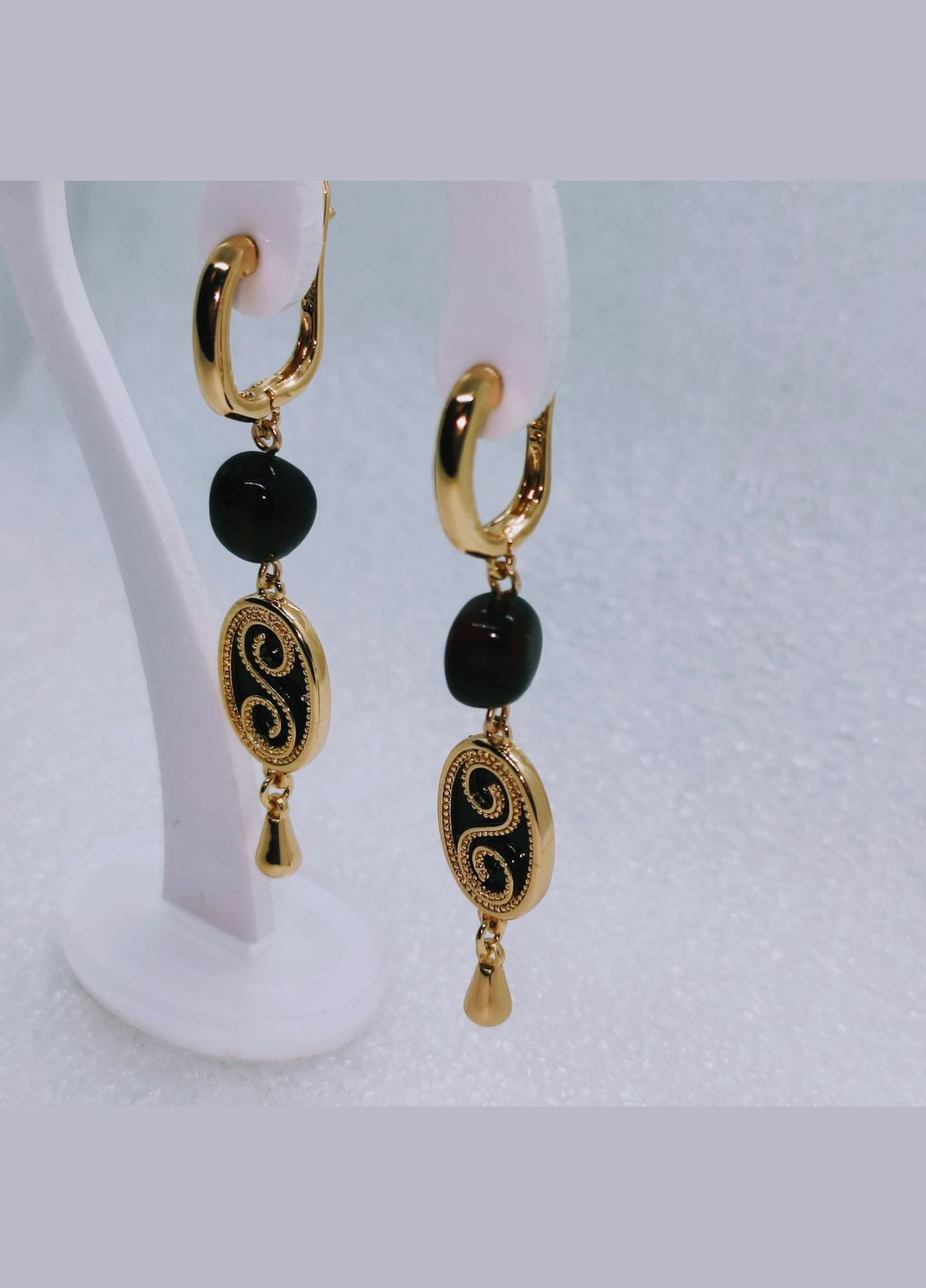 Сережки 3187 з натуральним бурштином MINOV (317045168)