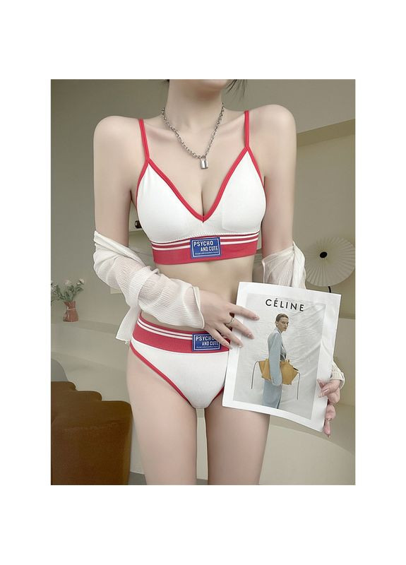 Белый демисезонный спортивный комплект белья "psycho and cute" s-m белый No Brand