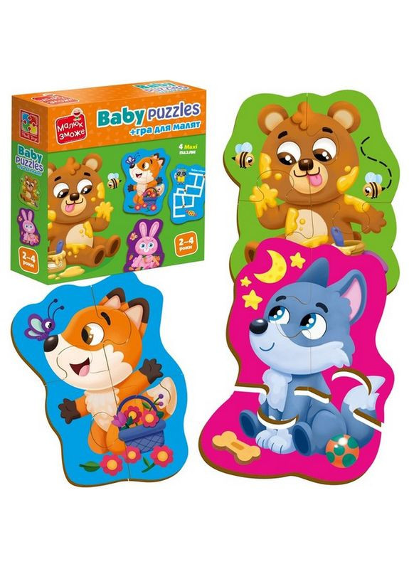 Дитячі пазли "Лісові звірі" VT1722-26, 4 пазлові картинки Vladi toys (322171944)