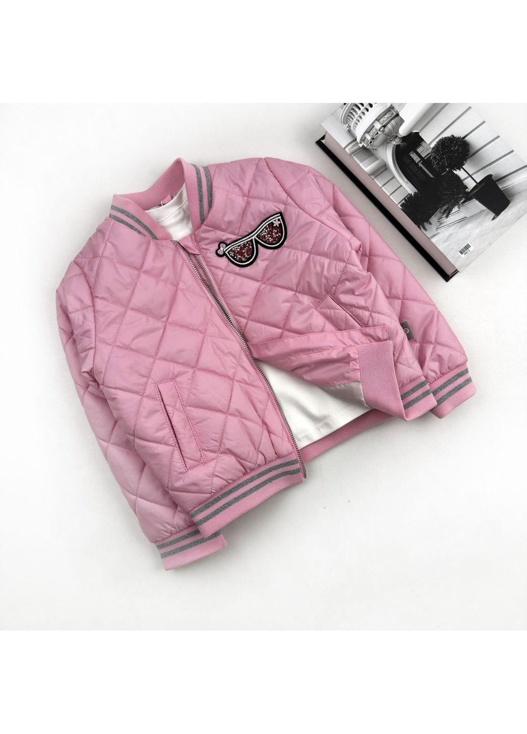 Розовая демисезонная детский демисезонный бомбер для девочки с карманами (1jac-ny-52-05251) Marakas