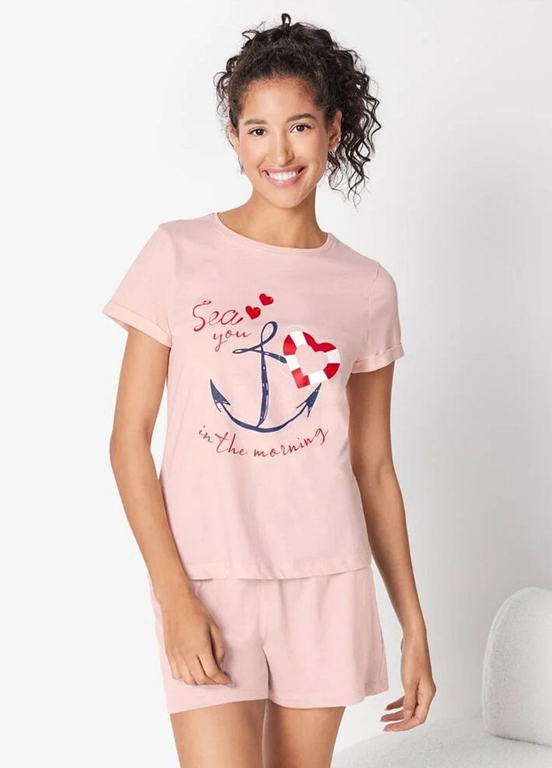 Розовая всесезон пижама футболка + шорты Esmara