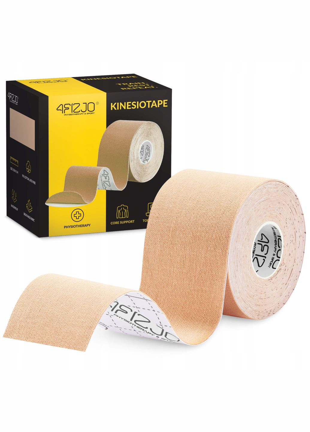 Лента кинезиологическая (кинезио тейп) 5 см x 5 м Biege () 4FIZJO P-5907739316011 (340458957)