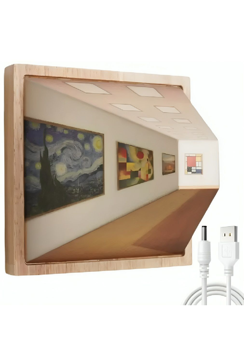 Настінна 3D картина нічник з ефектом оптичної ілюзії зарядкою від USB 3 режими підсвічування 11,5х11,5 см (480449-Prob) Unbranded (335586979)