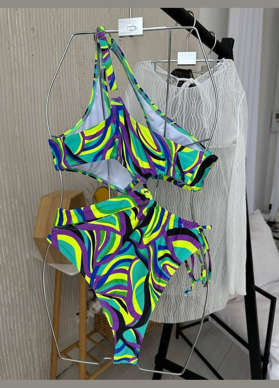 Комбинированный демисезонный купальник сдельный слитный No Brand