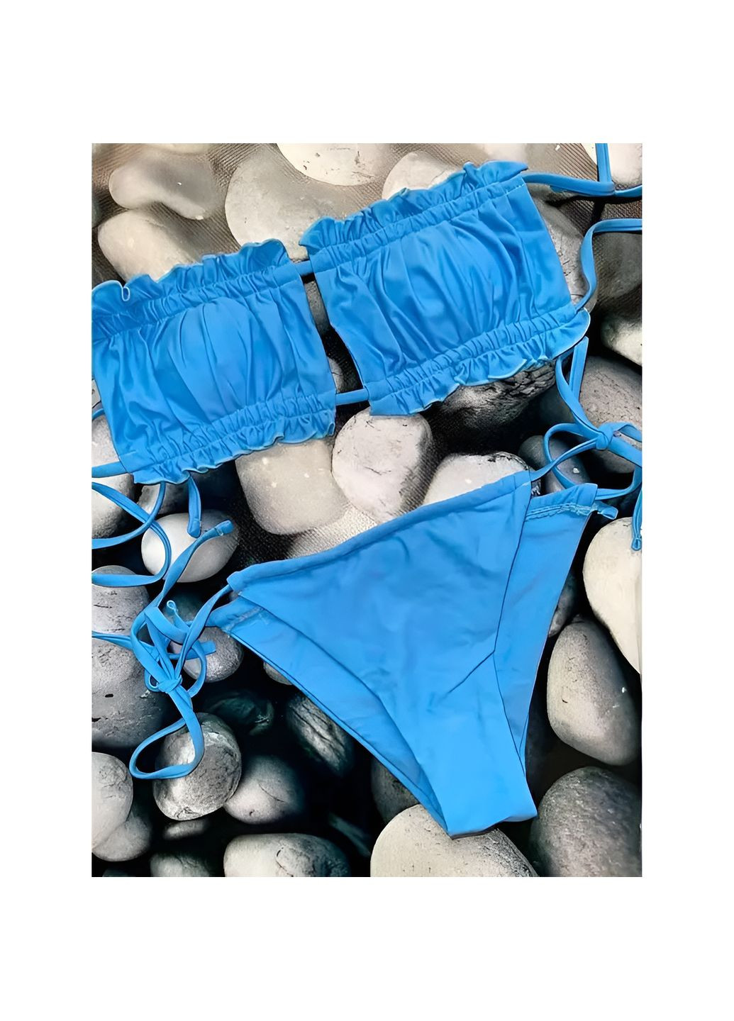 Голубой летний купальник шторки на завязках s-m голубой No Brand