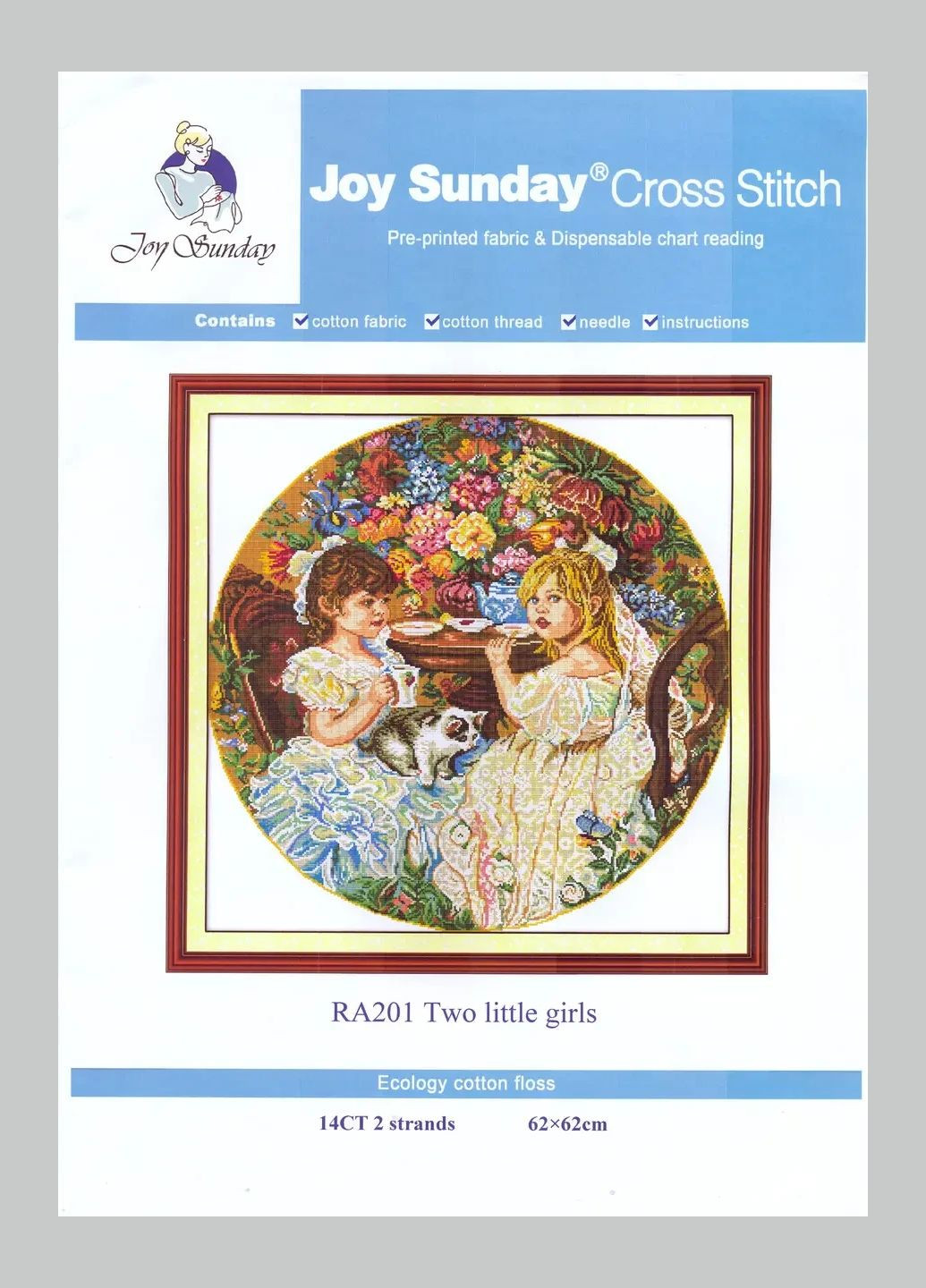 Набір для вишивання за нанесеною на канву схемою "Two little girls" . AIDA 14CT printed, 62*62 см Joy Sunday (313614262)