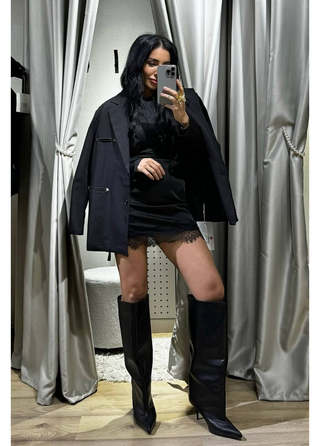 Чорна сукня жіноча шовкова з мереживом No Brand