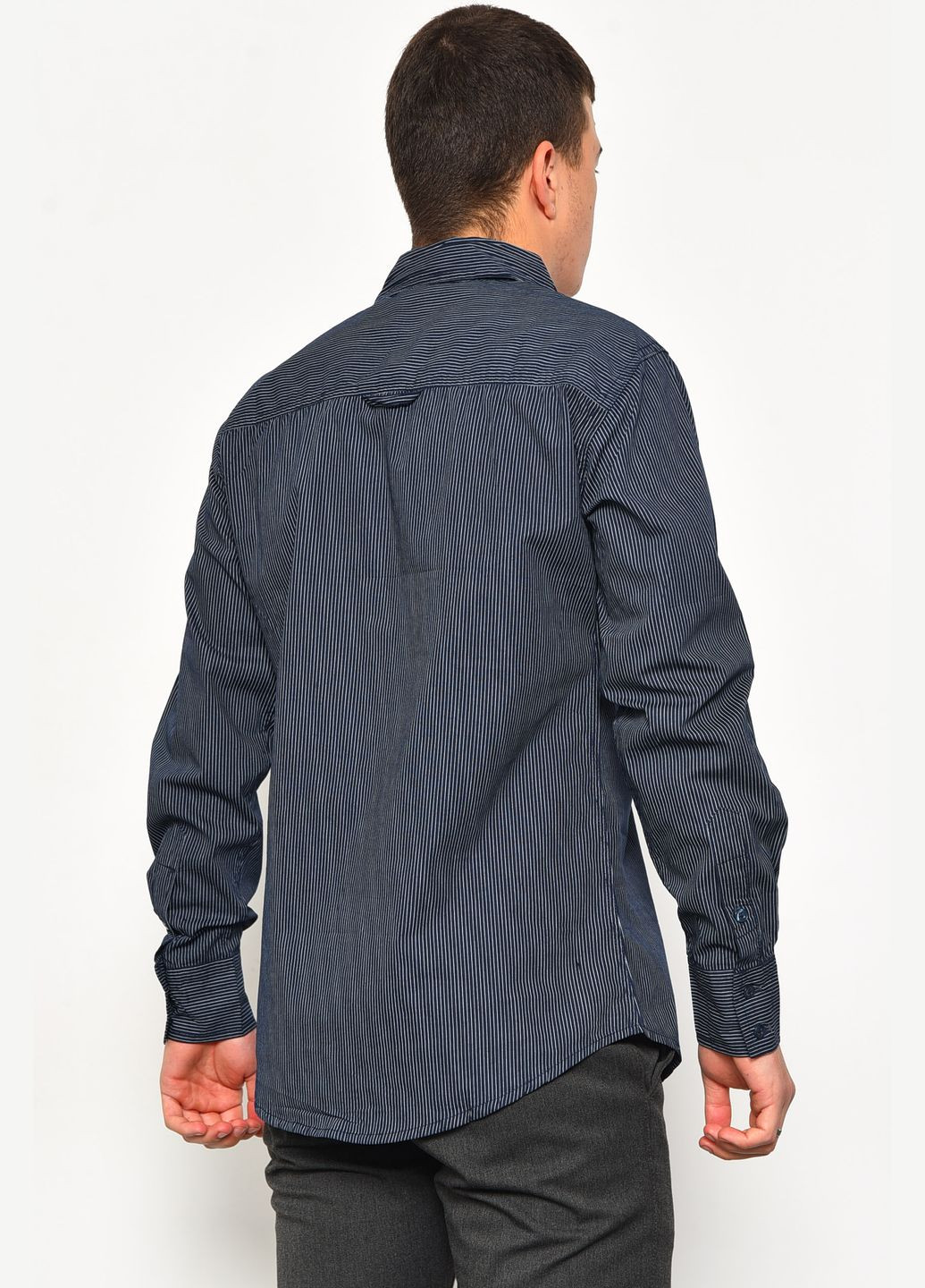 Сорочка чоловіча синього кольору в смужку Let's Shop (296551654)