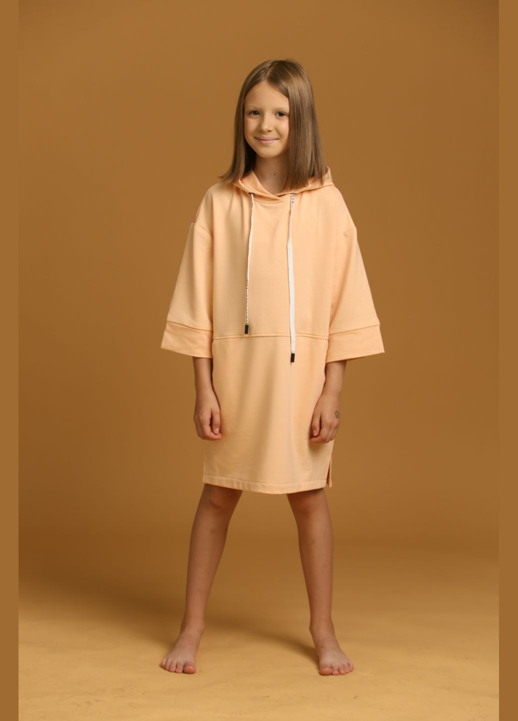 Детское платье-худи для девочки (0045) Персиковый Odri (314963457)
