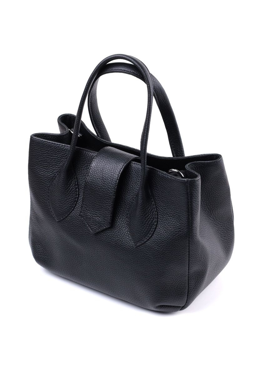 Великолепная женская сумка с двумя ручками из натуральной кожи 22829 Черная Shvigel (331906470)