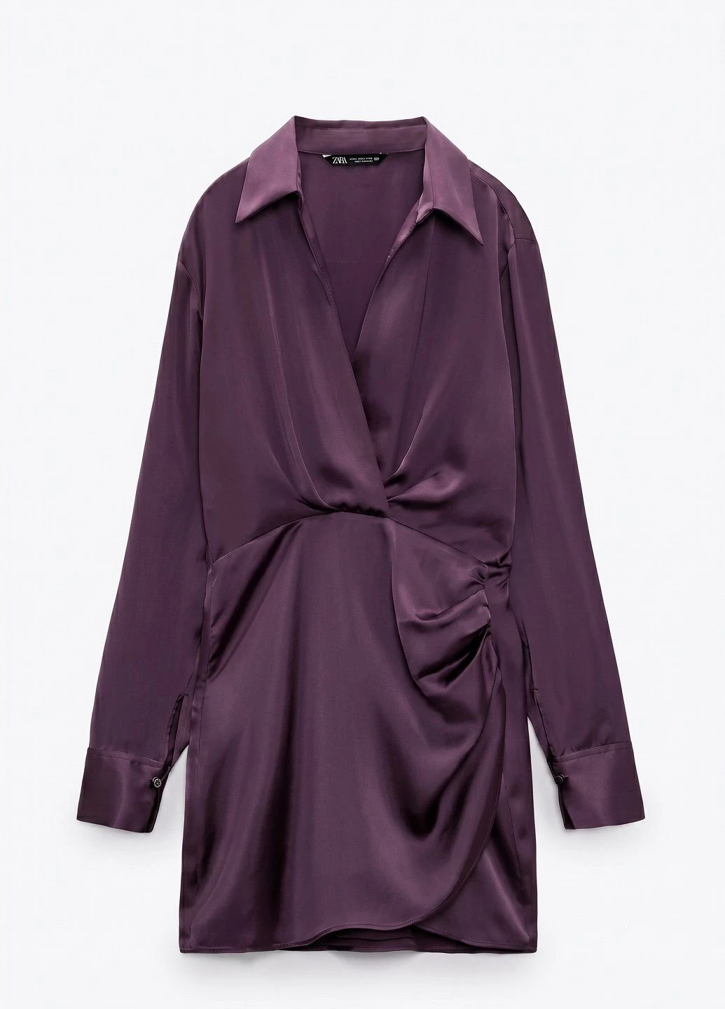 Фиолетовое платье женское атласное мини Zara однотонное