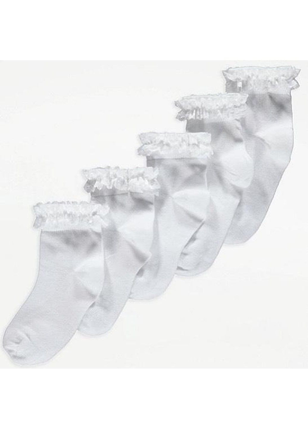 Шкарпетки короткі з рюшами набір 5 пар,білі George (333334128)