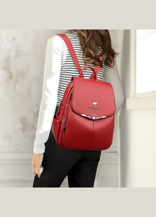 Стильный женский городской рюкзак для прогулок, небольшой, экокожа красный (sku_1653К) No Brand (330576786)