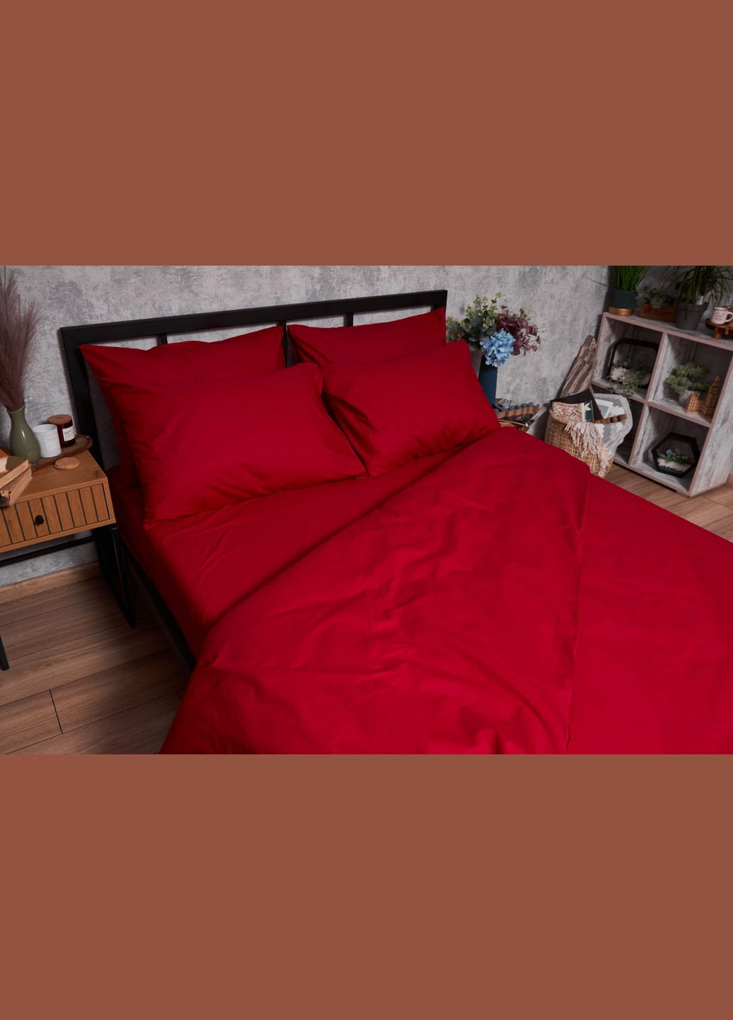 Комплект постільної білизни Бязь Gold Люкс полуторний 143х210 наволочки 2х50х70 (MS-820003131) Moon&Star Cherry Red (288043426)